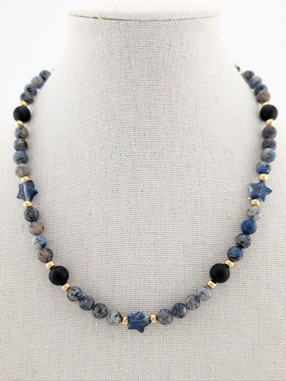 Celestial Choker Gemstone Necklace With Gold Plated Accents - Star Galaxy